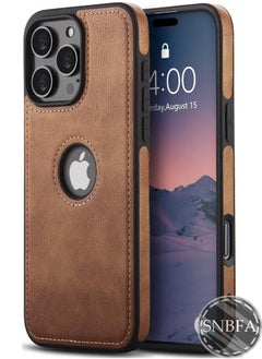 Buy iPhone 16 Pro Case, Vegan Leather Protective Case for iPhone 16 Pro 6.3", Luxury, Elegant and Beautiful Design Cover, Non-Slip Vintage Looking Perfect Stitching Leather Case (Brown) in Saudi Arabia