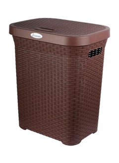 اشتري Elegant 50L Laundry Basket With Lid Brown Color | Lightweight, Food Grade Plastic, Multi-Purpose, Odor-Free Vent | Portable Laundry Hamper في السعودية