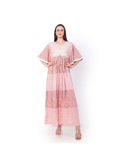 Buy PINK COLOUR WITH EMBROIDERED AND PRINTED ARABIC JALABIYA DRESS in UAE