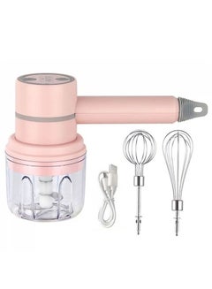 Buy Electric Hand Mixer 3-Speed Adjustable Cordless Handheld Mixer USB Rechargeable Egg Beater Portable Electric Handheld Whisk Mini Electric Mixer with 2 Stainless Steel Egg Whisks & Food Chopper in Saudi Arabia