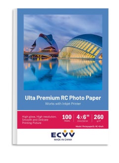 Buy ECVV 6 Inch Cast Coated Photo Paper for Printer 4x6 inch (102 * 152mm) Photograph Print Paper White Glossy (100 sheets） in Saudi Arabia