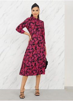 Buy Paisley Print Shirt Midi Dress in Saudi Arabia