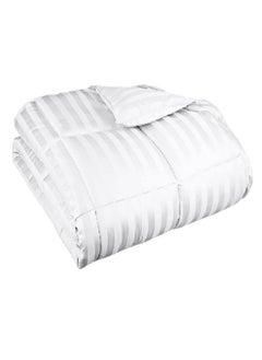 Buy Luxury King Size Stripe Duvet Cover Quilted Cotton White 240x260cm in UAE