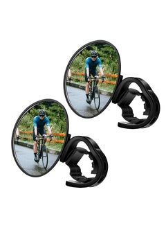 اشتري 2 Pieces Bike Rearview Mirror 360 Degree Adjustable Rotatable Handlebar Mirror Wide Angle Bicycle Rear View Mirror Bike Shockproof Acrylic Convex Mirror Safe Rearview Mirror for Mountain Road Bike في السعودية