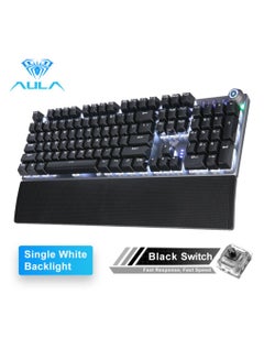 Buy Mechanical Gaming Keyboard NKRO with Wrist Rest White Backlit Volume/Lighting Control Knob Fully Programmable 108-Keys Anti-Ghosting Wired Computer Keyboards for Office/Games, Black Switch in UAE
