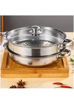 Buy Steamer Pot Stainless Steel 2 Tier - Steam Pot with Lid Food Vegetable Cooker Pot Cooking Pan Steaming Pot Dim Sum Cookware Steamer For Kitcken Cooking Tool in Saudi Arabia