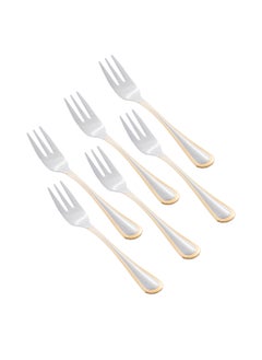 Buy Set of 6 stainless steel forks with gold decoration in Saudi Arabia