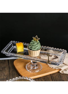 Buy 1 Piece Clear Glass Snacks Serving Tray Fruits Candy  Cakes Storage Plate Decorative in UAE