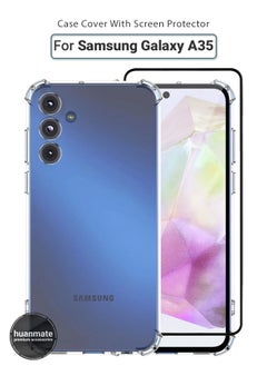 Buy 2 in 1 Samsung Galaxy A35 Protection Pack - Ultra Clear Shockproof Case & Edge-to-Edge Screen Protector, 360 Degree Protection, Back Cover & Screen Protector for Samsung Galaxy A35 in Saudi Arabia