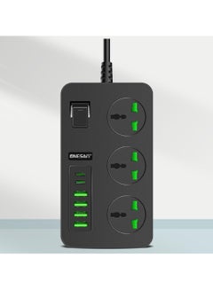 Buy Multifunctional Smart Socket, 3 Outlets with 4 USB 2 TYPE-C Power Outlets, Multi-Plug Power Extension Socket for Office, Home, Kitchen in UAE