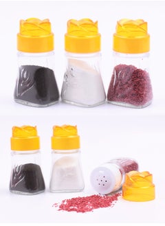 Buy 6-Piece Salt And Pepper Shakers Set Clear/Yellow 6 x 100ml in Saudi Arabia