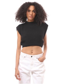 Buy Slip On Black Regular Knitted Cropped Vest in Egypt