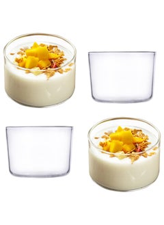 Buy Dessert Glasses - 4 Pcs Transparent Round Dessert Cups for Pudding, Ice Cream, and Beverages - High-Temperature Resistant Mini Juice Drink Cups in UAE