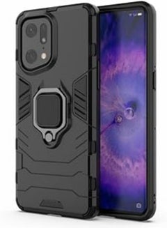 Buy Akira Armor Case for Oppo Find X5 Pro 5G Cover Armor Cell Phone With Metal Ring Holder Shockproof Military Grade (Black) in Egypt