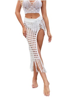 اشتري KASTWAVE Women's Crochet Knit Hollow Out, Beach Maxi Cover Up Fish Net Swimsuit Sarong Coverups Wrap, Slit Bodycon Long Skirt Set Beach Maxi Dresses, Size: M في السعودية