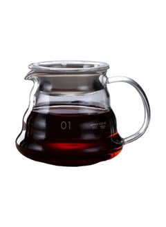 Buy Server v60 coffee serving jug, corrugated glass with a lid and a comfortable and safe handle, transparent, capacity 350 ml, size 01 in Saudi Arabia