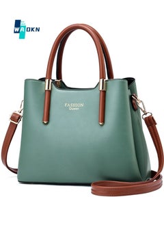 اشتري Retro Elegant Handbag Advanced Leather Unique Chic All-match Large Capacity One Shoulder/Crossbody Messenger Bag for Women/Mother/Girl Friend Gift Green في السعودية