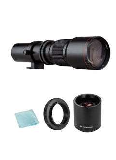 اشتري Camera Super Telephoto Lens 500mm F/8.0-32 Manual Zoom T-Mount + 2X 500mm Teleconverter Lens + T2-AI Adapter Ring Replacement في السعودية