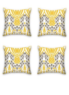 Buy 4-Piece Modern Home Painted Printing Pillow Case Sofa Pillow Cover Throw Pillow Cover Plush Yellow/Gray 45 x 45 Centimeter in UAE