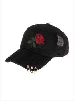 Buy Rose Embroidered Dad Hat Cute Adjustable Cotton Floral Baseball Cap for Women Men in Saudi Arabia