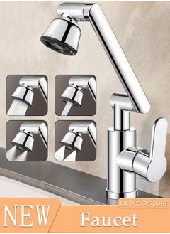 Buy Stainless Steel Kitchen Faucet with 360° Rotating Water Outlet 4 Effluent Ways Of Water, Vintage Single Handle Kitchen Sink Faucet High Arc Kitchen Faucet Classic Style Fashion-forward Built to Last in Saudi Arabia