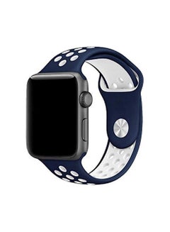 Buy Soft Silicone Replacement Strap Sport Band Strap For Apple Watch 42mm Blue and White in Egypt