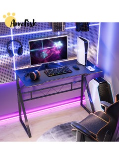 Buy K-Shaped Gaming Desk With Carbon Fiber Surface Small Corner Computer Desk Gamer Desk Home Pc Table Black 100X48X75 Cm in Saudi Arabia