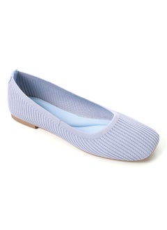 Buy Slip On Ribbed Semi-Square Toecap Sky Blue Flats in Egypt