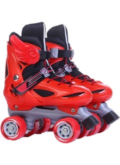 Buy Skates Shoes for Beginners Four-wheel Adjustable Skate Shoes with Built-In Adjusters Indoor Outdoor Fitness Skates Roller Boots for Boys & Girls XS:(27-30cm) in Saudi Arabia