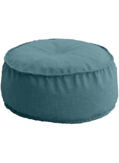 Buy Linen Round Ottomans Floor Cushion Light Blue in Saudi Arabia