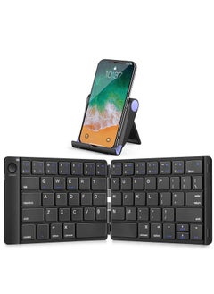 اشتري Foldable Bluetooth Keyboard Ultra Slim Mini BT Folding Compatible For IPhone X 8 7 6S 6 Plus IPad Mini Pro Air Samsung And All Other Android Smartphones Tablets Windows Black في الامارات