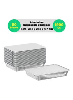 Buy 50-Pcs Disposable Aluminum Food Containers with Lid 1900 CC in UAE