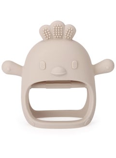 Buy Silicone Baby Teether Toy for Infants 3+ Months, BPA Free Anti-Drop Silicone Mitten Teething Beige in UAE