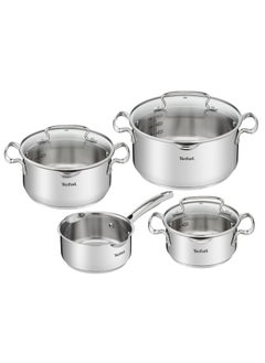 اشتري Tefal G719S7 Induition stainless steel saucepan set 7 pieces  Suitable for all types of cookers  Measuring scale on the inside of the pot  Suitable for induction  Dishwasher safe  Oven safe في الامارات