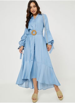 Buy Tie Detail Belted Dress in Saudi Arabia