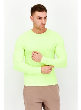 Buy Men Regular Fit Long Sleeve Training T-Shirt, Lemon Green in UAE