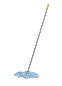 Buy Microfibre Soft And Easy Wash Dry Mop With 3-Piece Steel Handle Set 120 cm in UAE