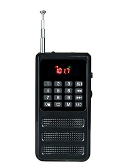 اشتري راديو FM صغير محمول مزود بتقنية البلوتوث وراديو Walkman مع مسجل صوت وبطاقة SD ومشغل MP3 أسود قابل لإعادة الشحن في السعودية