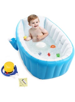 Buy Inflatable Baby Bathtub with Air Pump, Baby Bath Tub Toddler Bathtub, Foldable Shower Basin for Newborn, Portable Travel Bath Tub, blue in UAE