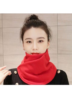 اشتري Winter Velvet Thickened Warm Neck Protection Scarf for Men and Women Riding Cold-proof Windproof Multifunctional All-match Scarf Neck SetBig Red [double button fleece neck]] Big Red [double button fleece neck]] في الامارات