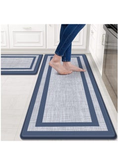 Buy 2 PCS Kitchen Mat, Non-Skid Waterproof Rugs Ergonomic Comfort Standing Mat for Kitchen, Floor, Office, Sink, Laundry (Blue 45*75+45*120CM) in Saudi Arabia