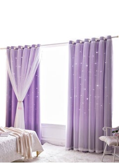 Buy 2 Piece Double Layer Hollow Out Stars Blackout Curtain For Living Room Window Curtains Bedroom Hotel Home Decoration 100*250cm in Saudi Arabia