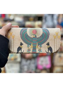 Buy Women's book and wallet, size 20*10 cm, leather wallet for women and girls for money, cards and mobile phones in various Pharaonic shapes, design No. 5 in Egypt