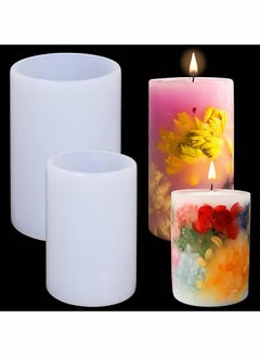 اشتري 2pcs Silicone Candle Molds for Candle Making, 2 Sizes Cylinder Resin Molds for Making Aromatherapy Candles DIY Casting Epoxy Mold for Resin, Soap, Flower Specimen, Insect Specimen, Clay Craft في الامارات