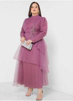 Buy Embellished Detail Tiered Dress in Saudi Arabia