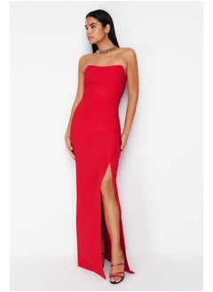 اشتري Red Body-Fitting Woven Long Evening Dress TPRSS24AE00009 في مصر