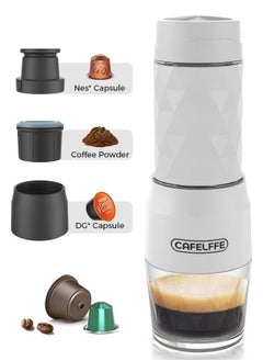 Buy 3-in-1 Portable Espresso Coffee Machine Manual Milk Frother New Manual Portable Espresso Machine for Nespresso Capsule and Coffee Powder 120ml White in Saudi Arabia