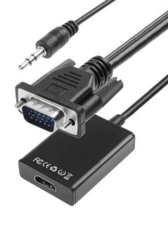 اشتري VGA To HDMI Converter Output 1080P HD With Audio Adapter Cable Black في الامارات