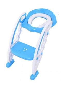 Buy Baby Potty Training Seat, Baby Bath Chair, With Stairs, Easy to Climb, Collapsible (White/Cyan) in Saudi Arabia