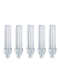 اشتري 5-Piece Dulux D Durable Fluorescent Lamp Energy Saver 2 Pin 18 W Daylight CFL Bulb في الامارات